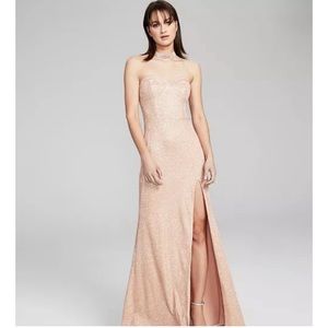 NWT City Studio Juniors' CHAMPAGNE Girls' Strapless Glitter Column Gown